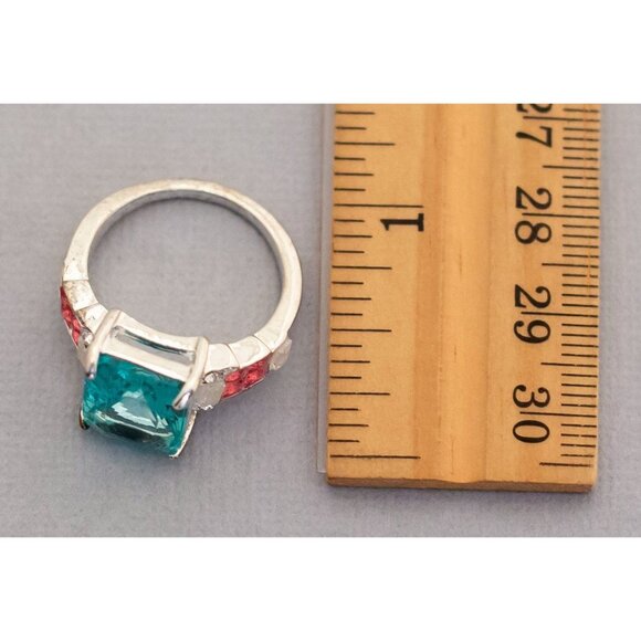 Size 8 1/2 blue mermaid vintage ring (C1) - Picture 3 of 3